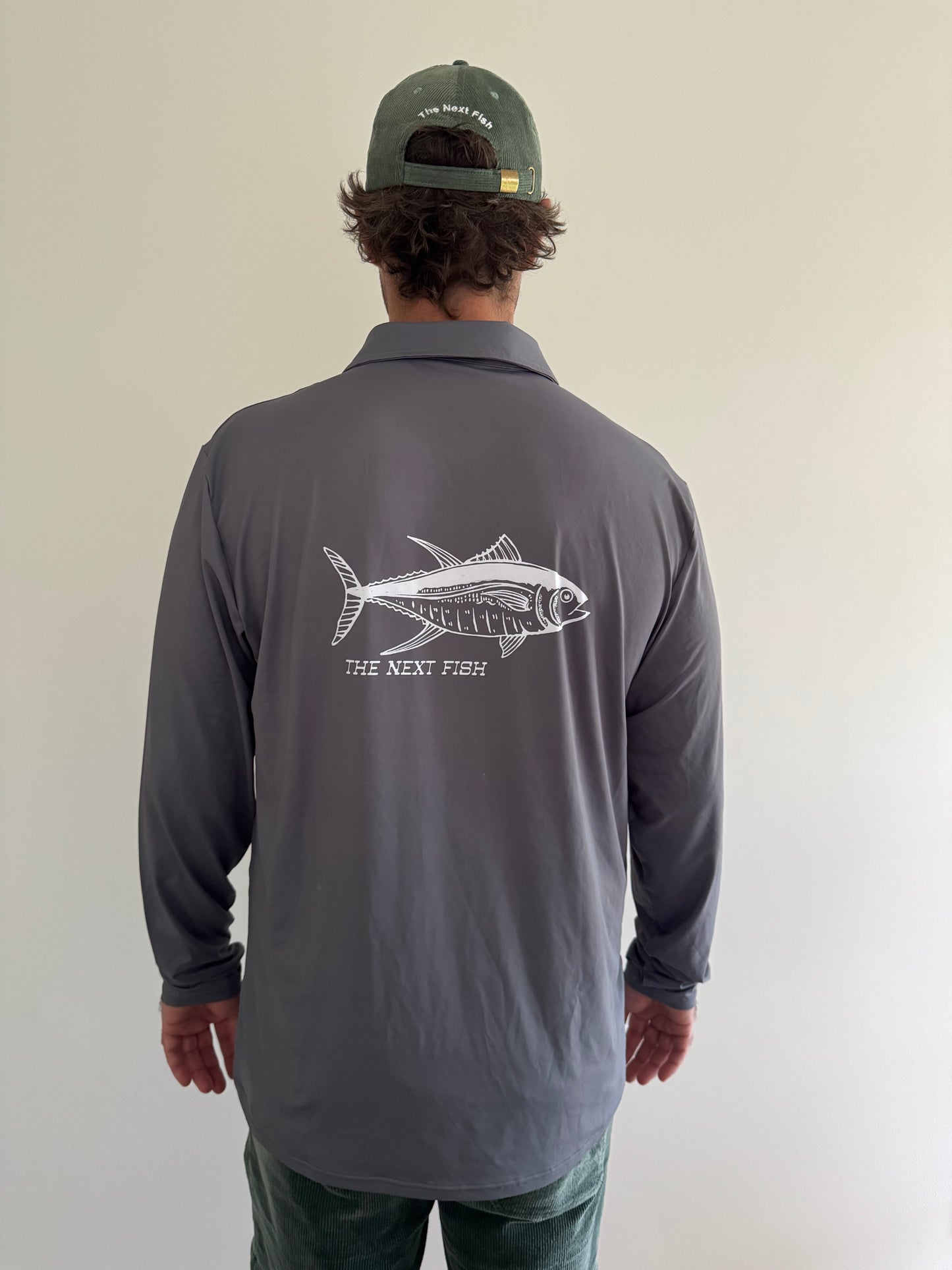 Grey Collared Tuna Performance Fishing Shirt