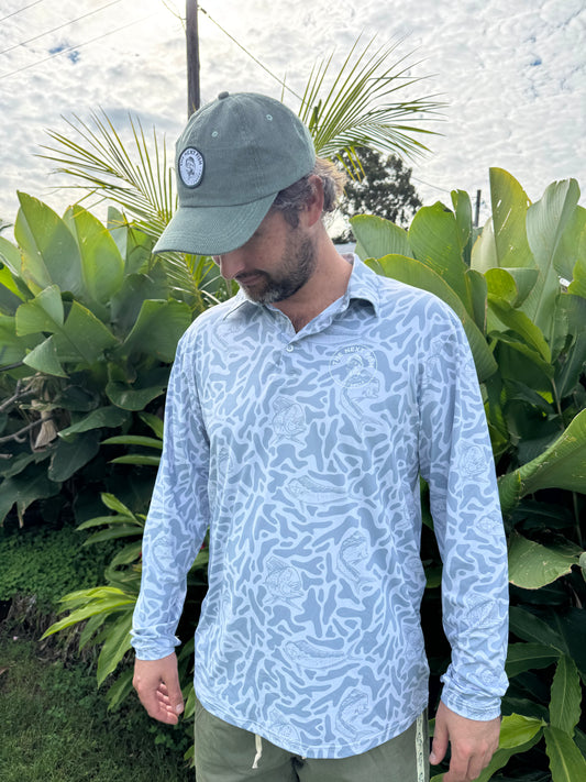 The Next Fish Signature Camo Performance Fishing Shirt in Grey