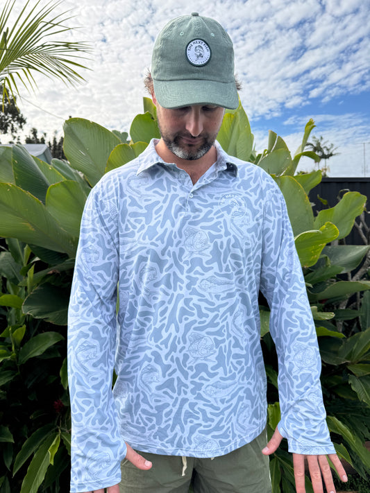 The Next Fish Signature Camo Performance Fishing Shirt in Grey